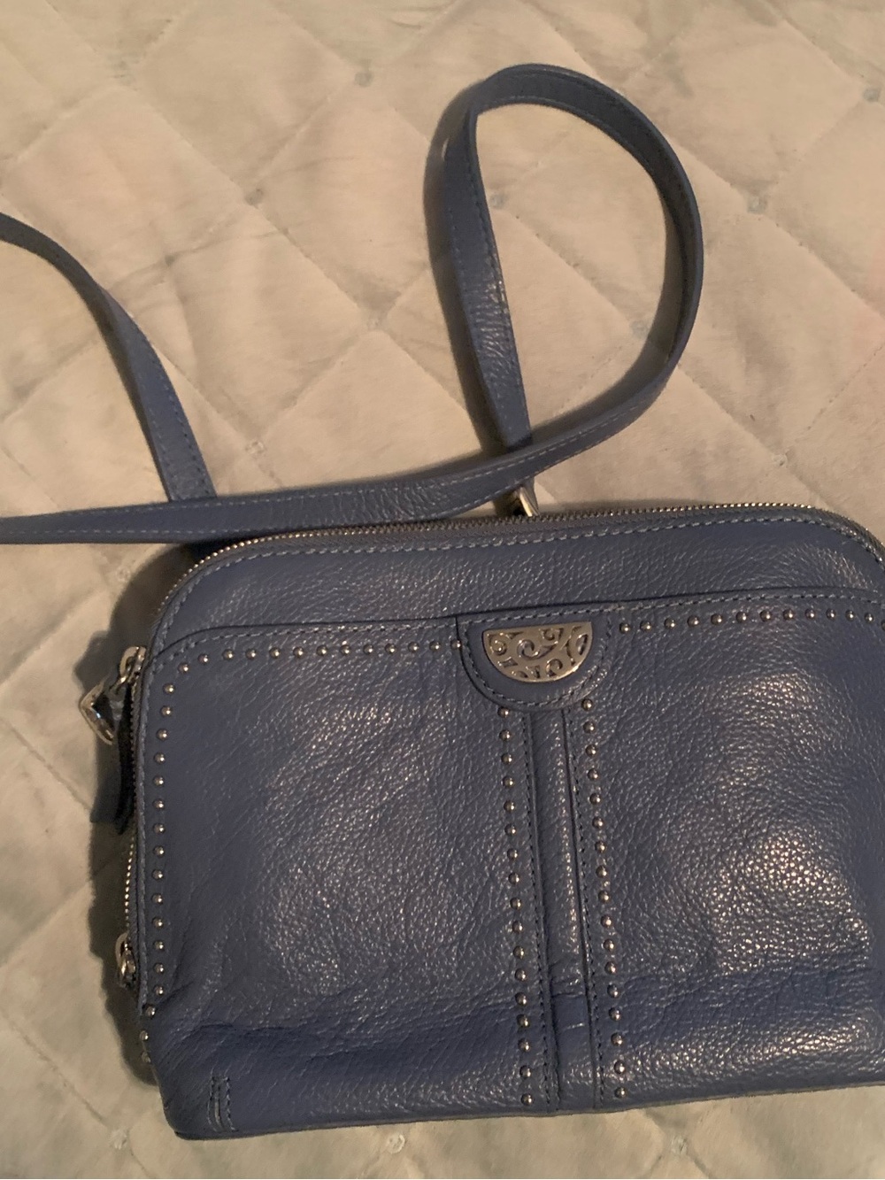 Brighton Blue Leather Crossbody Bag